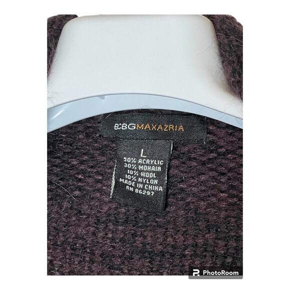 BCBGMAXAZRIA Acrylic button Up Sweaters Purple Womens Size L USED - Picture 3 of 3